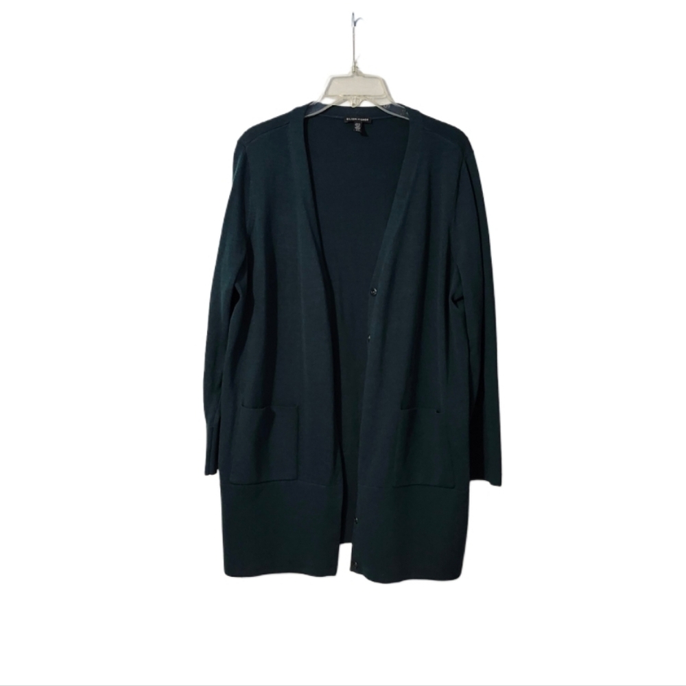 Eileen Fisher   Women's M    Wool  Cardigan Sweater   Green